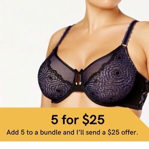 Ashley Graham Black and Purple Lace Bra